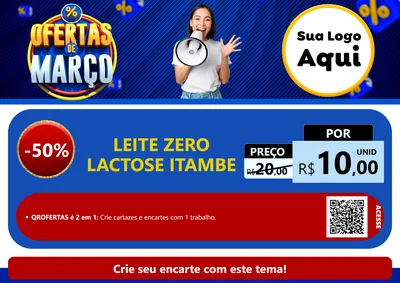 Modelo de Cartaz para Cartaz A4 Horizontal com o tema Ofertas de Março para Frios e Laticínios