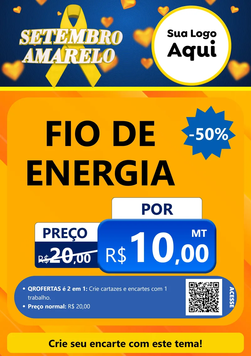 Modelo de Cartaz para Cartaz A4 Vertical com o tema Setembro Amarelo para Materiais Elétricos