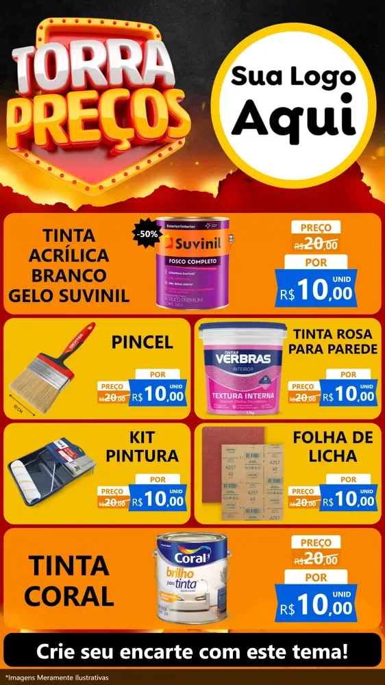 Modelo de TV para TV Vertical com o tema Torra Preços para Tintas e Ferramentas
