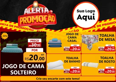Modelo de Encarte para Encarte A4 Horizontal com o tema Alerta de Promoção para Cama, Mesa e Banho