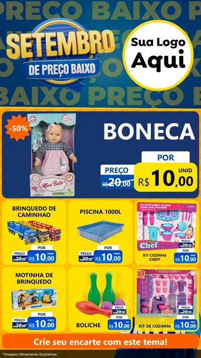 Modelo de Rede Social para Stories com o tema Setembro De Preço Baixo para Brinquedos