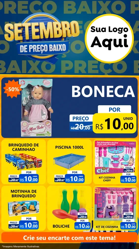 Modelo de Rede Social para Stories com o tema Setembro De Preço Baixo para Brinquedos