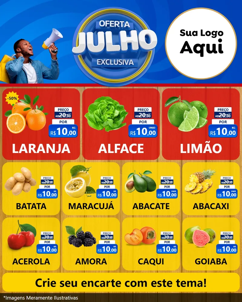 Modelo de Rede Social para Feed Instagram com o tema Oferta Exclusiva, Julho para Hortifrúti