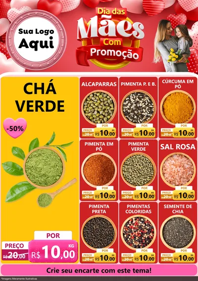 Modelo de Encarte para Encarte A4 Vertical com o tema Dia Das Mães Com Promoção para Produtos Naturais