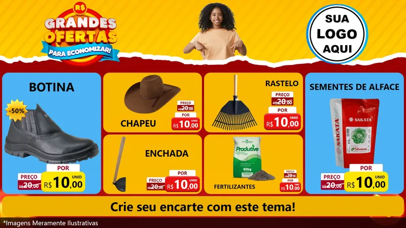 Modelo de TV para TV Horizontal com o tema Grandes Ofertas Para Economizar! para Agropecuária