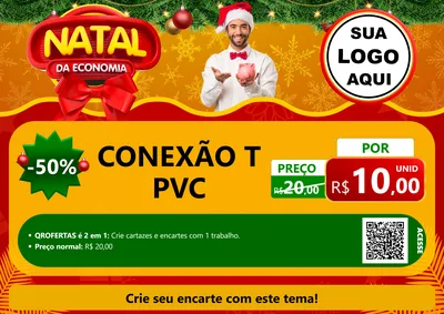 Modelo de Cartaz para Cartaz A4 Horizontal com o tema Natal da Economia para Tubos e conexões