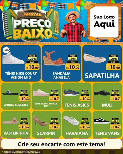 Modelo de Rede Social para Feed Instagram com o tema Arraiá de Preço Baixo - Junina para Calçados