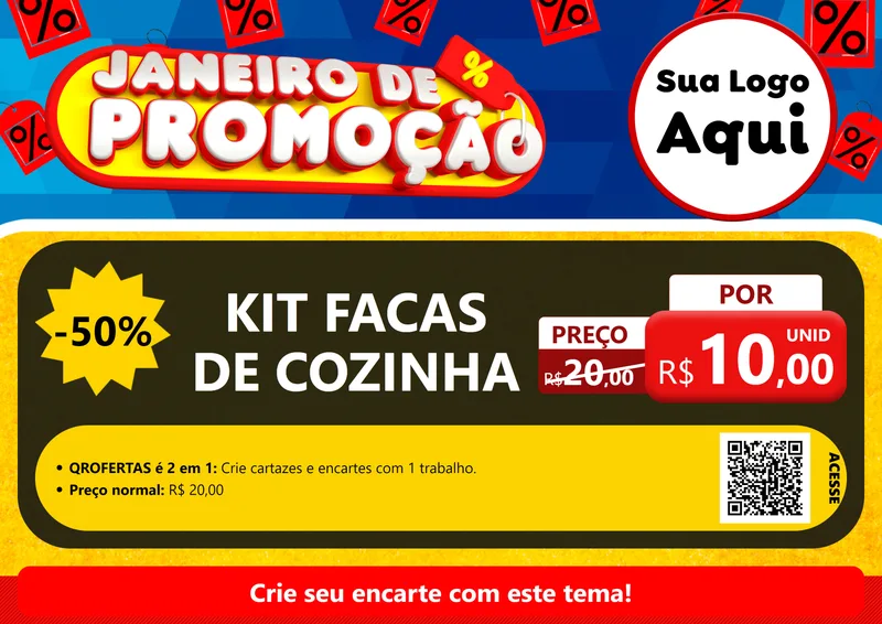 Modelo de Cartaz para Cartaz A4 Horizontal com o tema Janeiro de Promoção para Utilidades Domésticas