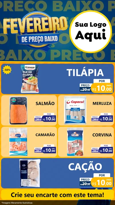 Modelo de TV para TV Vertical com o tema Fevereiro de Preço Baixo para Peixaria