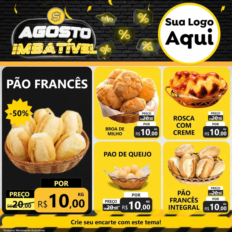 Modelo de Rede Social para Feed Facebook com o tema Agosto Imbatível para Padaria