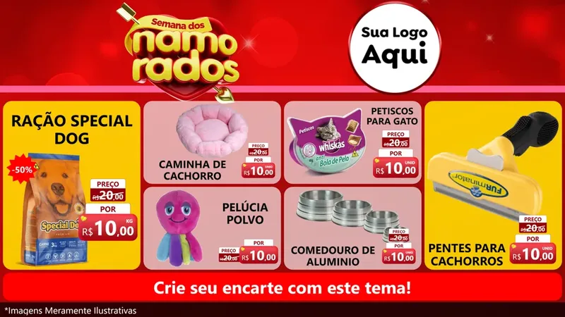 Modelo de TV para TV Horizontal com o tema Semana dos namorados para Pet Shop