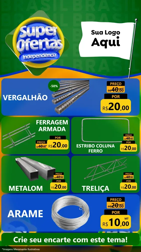 Modelo de TV para TV Vertical com o tema Super Ofertas de Independência para Ferragens
