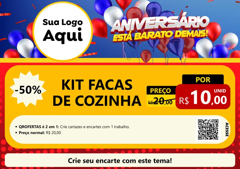 Modelo de Cartaz para Cartaz A4 Horizontal com o tema Aniversário para Utilidades Domésticas