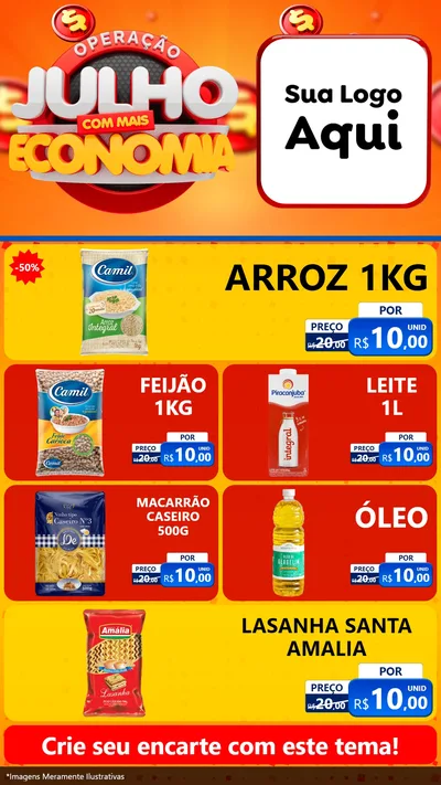 Modelo de TV para TV Vertical com o tema Operação Julho Com Mais Economia para Supermercado