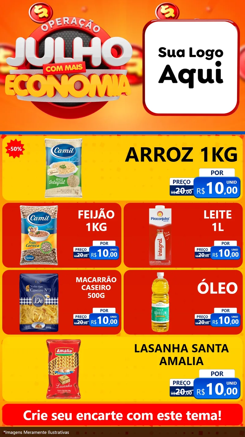 Modelo de TV para TV Vertical com o tema Operação Julho Com Mais Economia para Supermercado