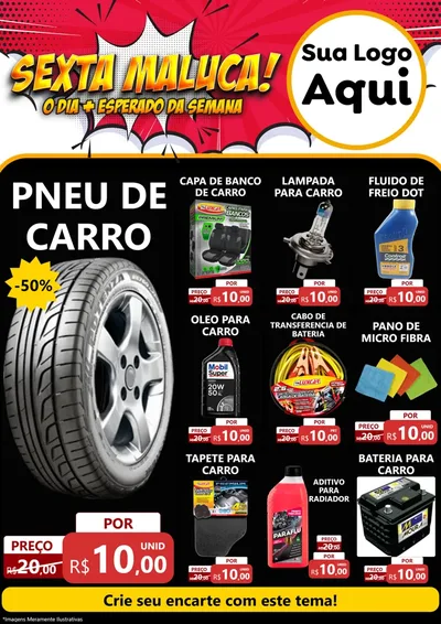 Modelo de Encarte para Encarte A4 Vertical com o tema Sexta Maluca! para Auto peças