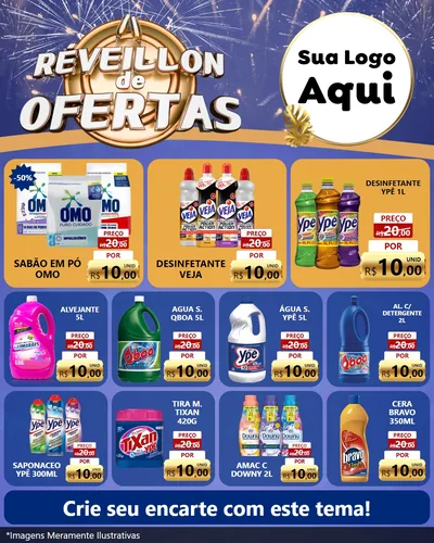 Modelo de Rede Social para Feed Instagram com o tema Réveillon de Ofertas para Produtos de Limpeza