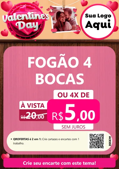 Modelo de Cartaz para Cartaz A4 Vertical com o tema Valentine's Day para Móveis e Eletro