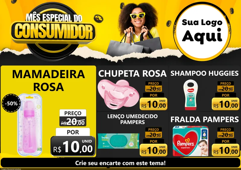 Modelo de Encarte para Encarte A4 Horizontal com o tema Mês Especial do Consumidor para Bebês