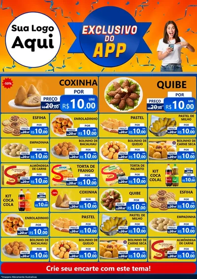 Modelo de Encarte para Encarte A4 Vertical com o tema Exclusivo do Aplicativo para Salgadaria