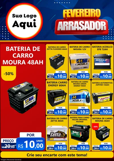 Modelo de Encarte para Encarte A4 Vertical com o tema Fevereiro Arrasador para Baterias Elétricas