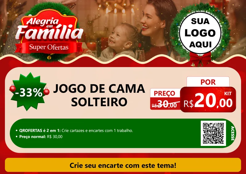 Modelo de Cartaz para Cartaz A4 Horizontal com o tema Alegria Em Família - Super Ofertas para Cama, Mesa e Banho