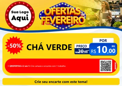 Modelo de Cartaz para Cartaz A4 Horizontal com o tema Ofertas de Fevereiro para Produtos Naturais