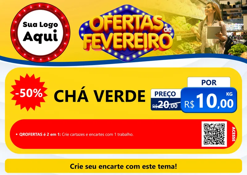 Modelo de Cartaz para Cartaz A4 Horizontal com o tema Ofertas de Fevereiro para Produtos Naturais