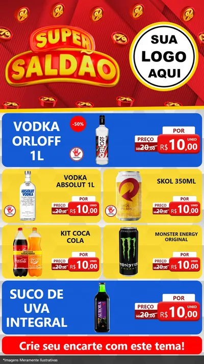 Modelo de TV para TV Vertical com o tema Super Saldão para Distribuidora de bebidas