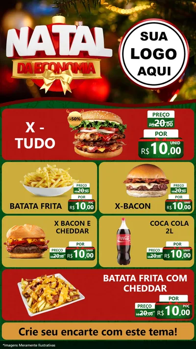 Modelo de TV para TV Vertical com o tema Natal da Economia para Hamburgueria