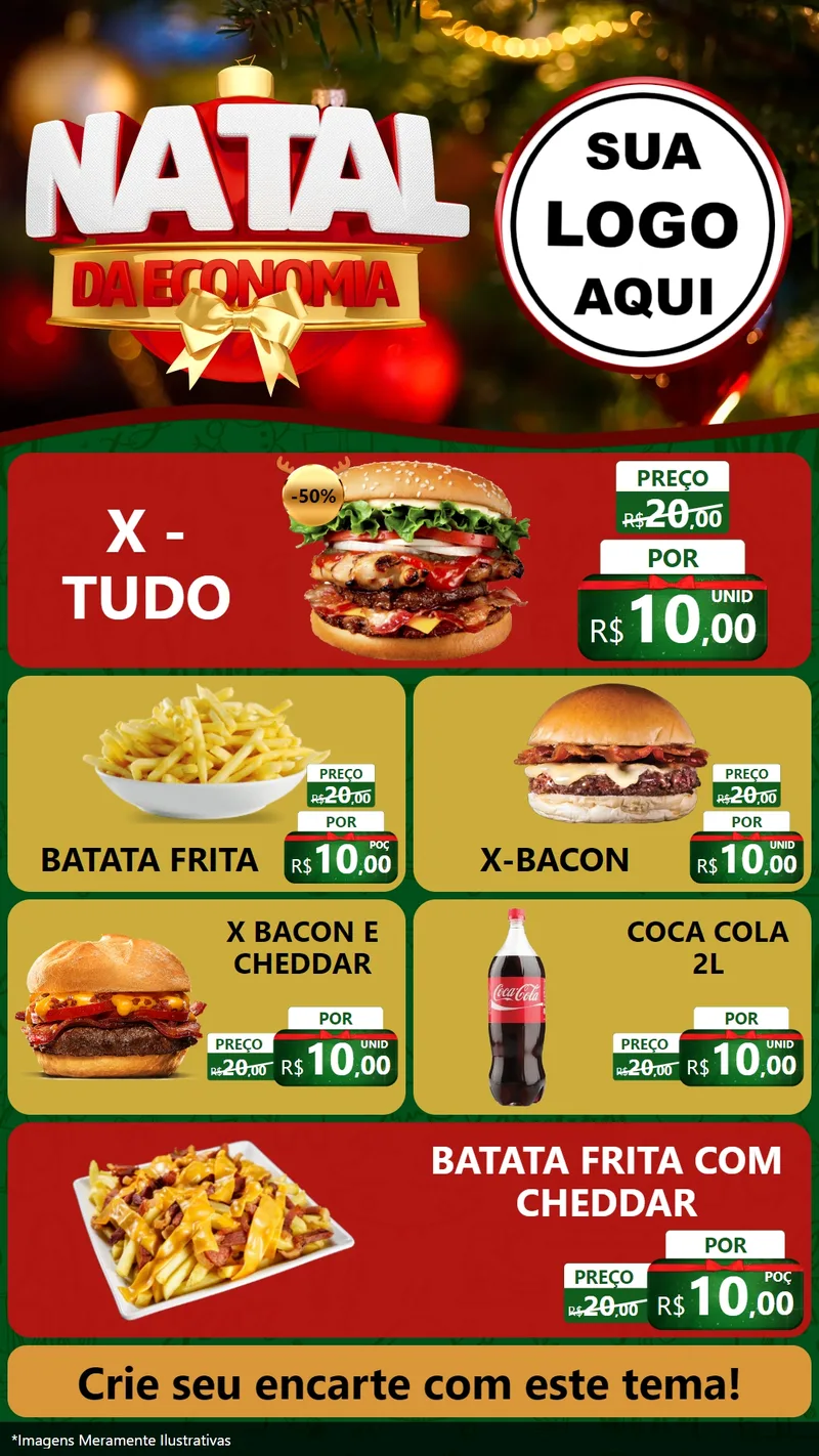 Modelo de TV para TV Vertical com o tema Natal da Economia para Hamburgueria