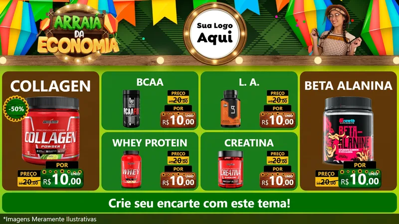 Modelo de TV para TV Horizontal com o tema Arraiá de Economia para Suplementos alimentares