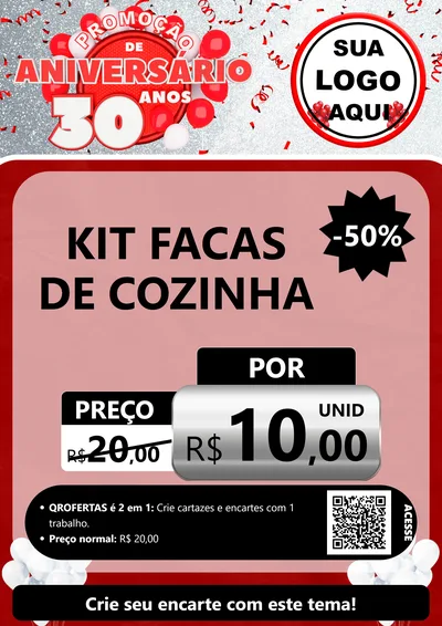 Modelo de Cartaz para Cartaz A4 Vertical com o tema Promoção de Aniversário - 30 Anos para Utilidades Domésticas