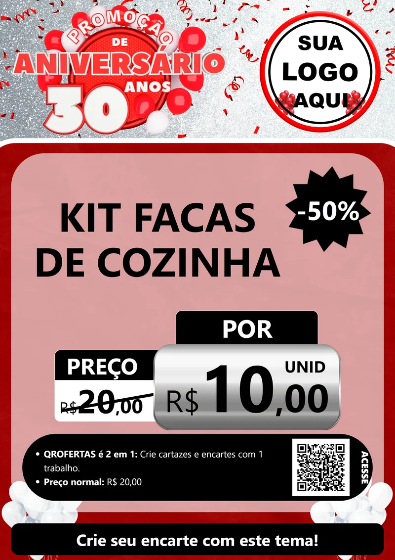 Modelo de Cartaz para Cartaz A4 Vertical com o tema Promoção de Aniversário - 30 Anos para Utilidades Domésticas