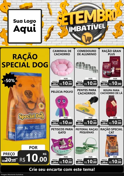 Modelo de Encarte para Encarte A4 Vertical com o tema Setembro Imbatível para Pet Shop