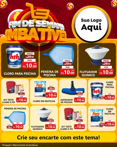 Modelo de Rede Social para Feed Instagram com o tema Fim de Semana Imbatível para Produtos para Piscina