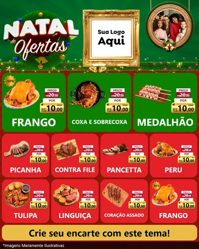 Modelo de Rede Social para Feed Instagram com o tema Natal de Ofertas para Assados
