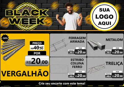 Modelo de Encarte para Encarte A4 Horizontal com o tema Black Week para Ferragens