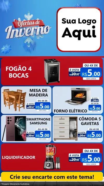 Modelo de TV para TV Vertical com o tema Ofertas de Inverno para Móveis e Eletro