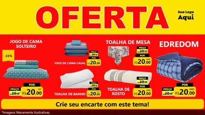 Modelo de TV para TV Horizontal com o tema OFERTA - Vermelho Cartaz para Cama, Mesa e Banho