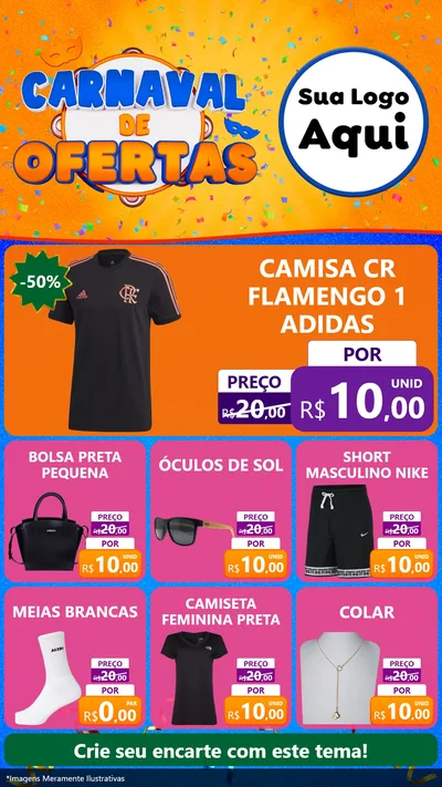 Modelo de Rede Social para Stories com o tema Carnaval de Ofertas para Roupas e acessórios