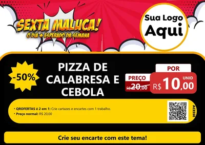 Modelo de Cartaz para Cartaz A4 Horizontal com o tema Sexta Maluca! para Pizzaria
