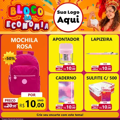 Modelo de Rede Social para Feed Facebook com o tema Bloco da Economia para Papelaria