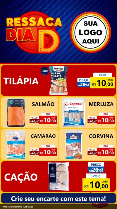 Modelo de TV para TV Vertical com o tema Ressaca Dia D para Peixaria