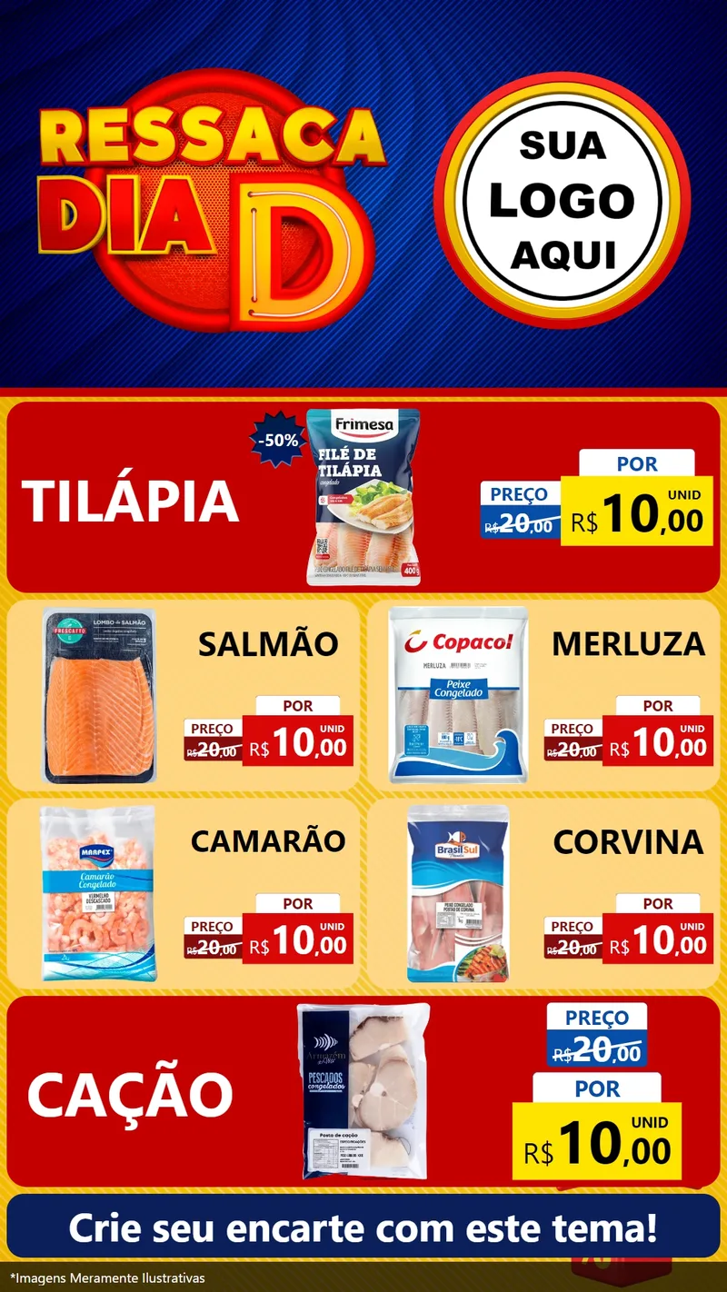 Modelo de TV para TV Vertical com o tema Ressaca Dia D para Peixaria