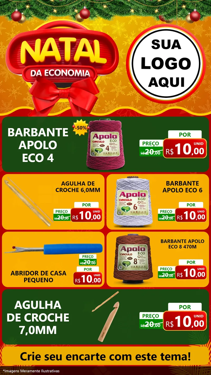 Modelo de TV para TV Vertical com o tema Natal da Economia para Armarinho e Aviamentos