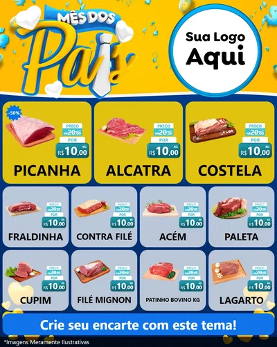Modelo de Rede Social para Feed Instagram com o tema Mês dos Pais para Açougue