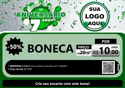 Modelo de Cartaz para Cartaz A4 Horizontal com o tema Promoção de Aniversário - 7 Anos para Brinquedos