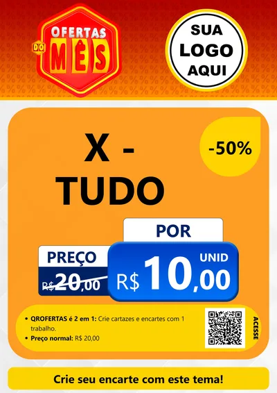 Modelo de Cartaz para Cartaz A4 Vertical com o tema Ofertas do Mês para Hamburgueria