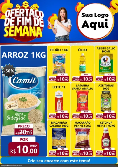 Modelo de Encarte para Encarte A4 Vertical com o tema Ofertaço de Fim de Semana para Supermercado